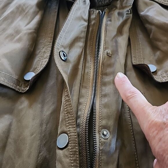 VINCE LUXE HOODED ANORAK PARKA FESTIVAL JACKET TRENCH DEEP GREEN KHAKI XS - Picture 7 of 7